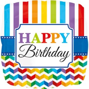 Folienballon Happy Birthday quadratisch bunt