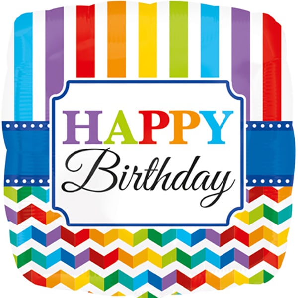 Folienballon Happy Birthday quadratisch bunt
