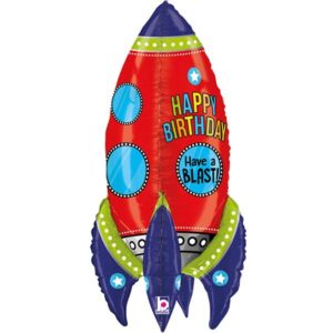Rakete Happy Birthday Folienballon 91 cm