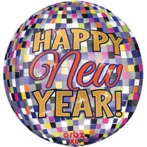 Happy New Year Feuerwerk Kugelballon 40cm