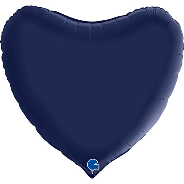 Herzballon Dunkelblau Satin / Folie / 75cm