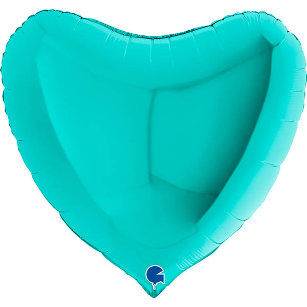 Herzballon Metallic Türkis / Folie / 75cm