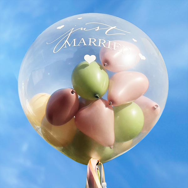 Standesamt Ballon Himmelsherzen / Befüllter Latex - Ballon / circa 90cm