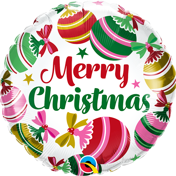 Merry Christmas "Christbaumkugeln", Folienballon, rund, 45cm