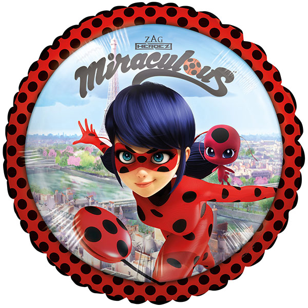 Miraculous - Ladybug, Folienballon, rund, 43cm