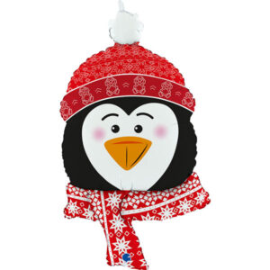 Pinguin mit Mütze und Schal, Folienballon, 86 cm