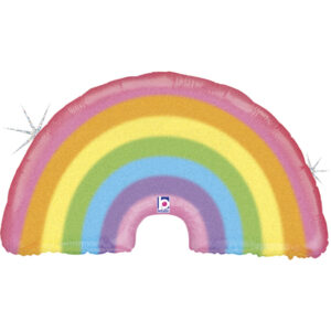 Regenbogen, Pastell Glitzer, Folienballon, 85cm x 44cm