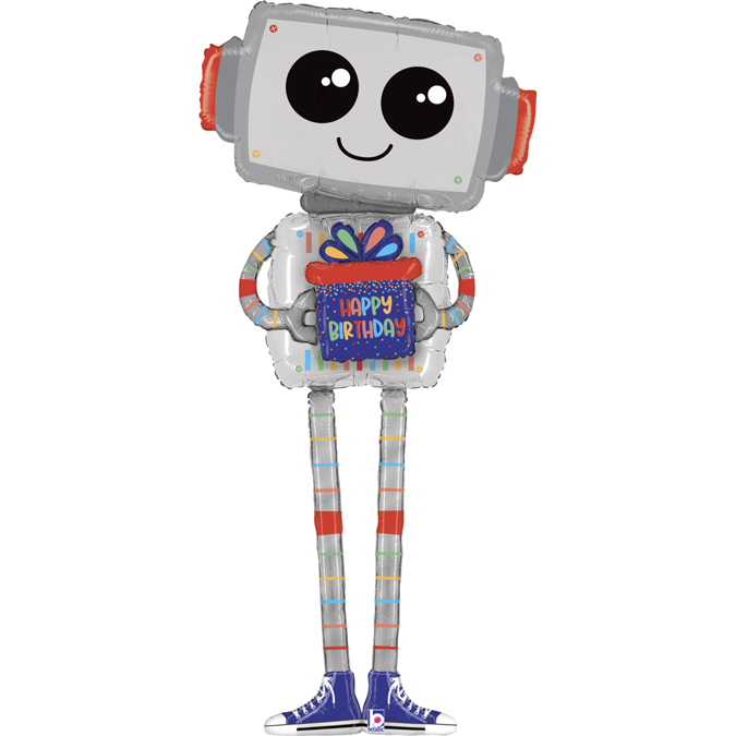 Roboter, Happy Birthday, Folienballon, 152cm