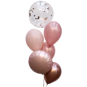 Rosy Confetti Charm, Ballonstrauß, Befüllt zum Abholen, ca. 2 Tage haltbar