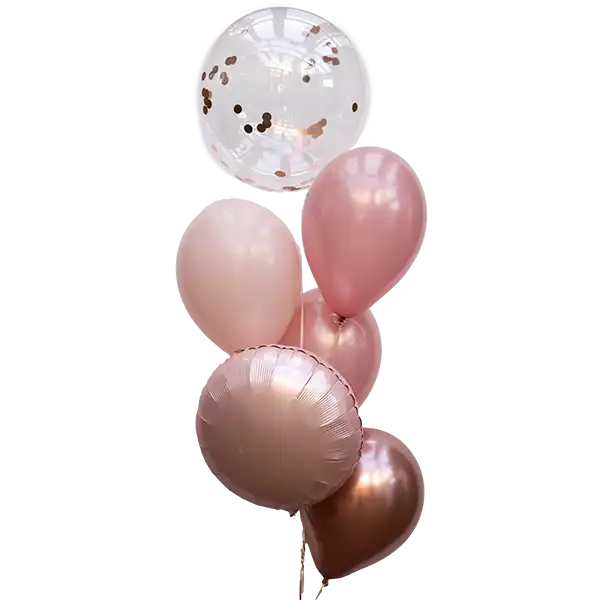 Rosy Confetti Charm, Ballonstrauß, Befüllt zum Abholen, ca. 2 Tage haltbar