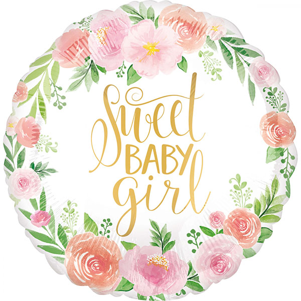 Sweet Baby Girl, Folienballon, rund 45cm