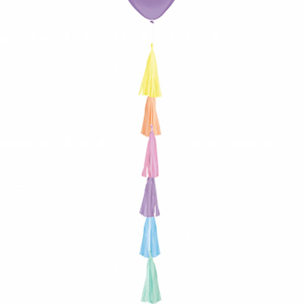 Ballonhänger mit Quasten, Seidenpapier pastell-bunt, L 70 cm