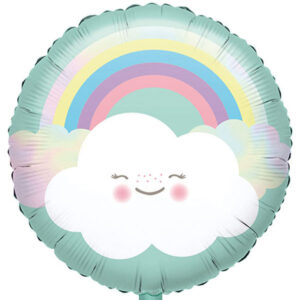 Wolke mit Regenbogen, Rund, Folienballon, 45cm