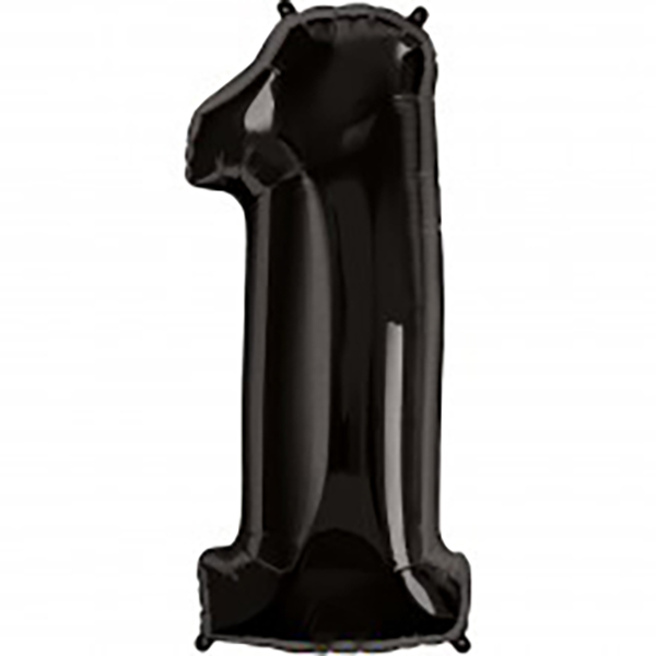Zahl 0 - 9, schwarz, EINZELN wählbar, Folienballon H102cm