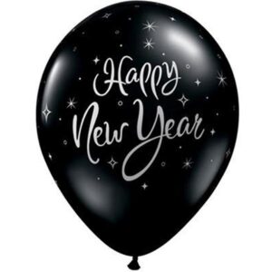 Ballon Happy New Year / schwarz / 28cm / Latex