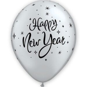Ballon Happy New Year / silber / 28cm / Latex