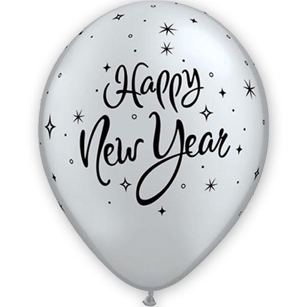 Ballon Happy New Year / silber / 28cm / Latex