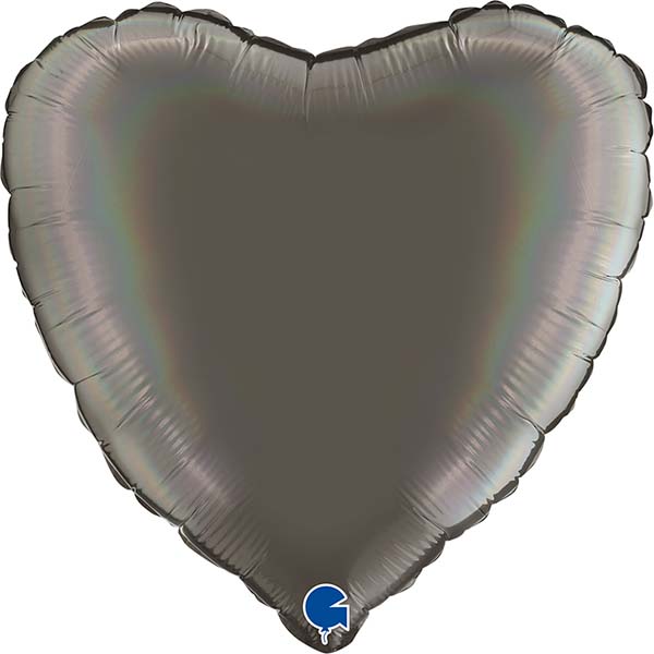 Herzballon Irisierend Dunkelgrau / Folie / 45cm