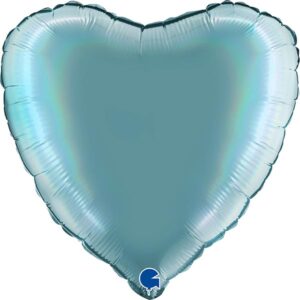 Herzballon Irisierend Hellblau / Folie / 45cm
