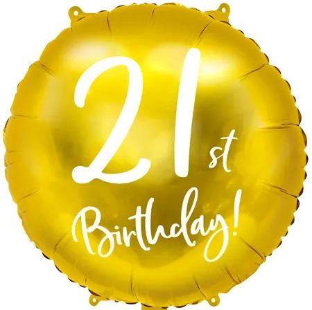 18th bis 90th Birthday, Folienballon, rund, gold mit weißer Schrift, 45cm – Bild 2