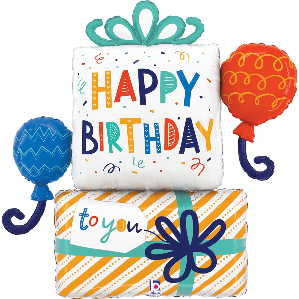 Happy Birthday Geschenke, Folienballon 80cm