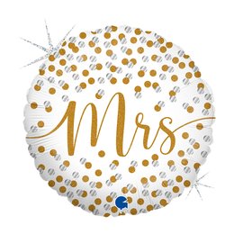 Mrs Gold Glitzer, Folienballon rund 45cm