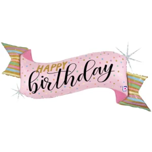 Happy Birthday Banner Rosa Gold, Folienballon 114cm