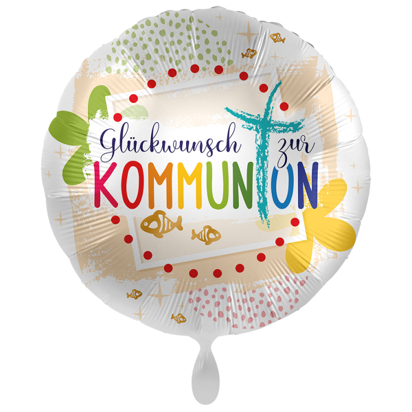 Kommunion, Folienballon, rund, 45cm