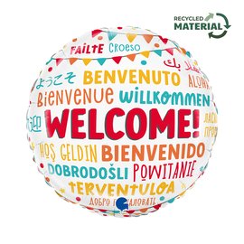 Welcome, Folienballon, rund, 45cm