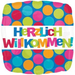 Willkommen Punkte! Folienballon 45cm