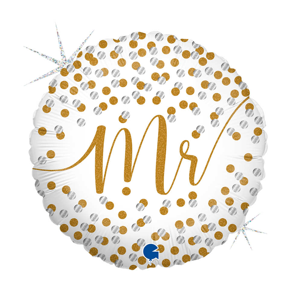 Mr Gold Glitzer, Folienballon rund 45cm