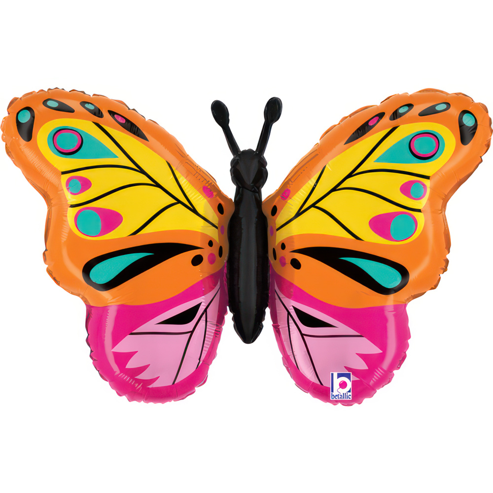 Schmetterling Orange Rosa, Folienballon, 75cm