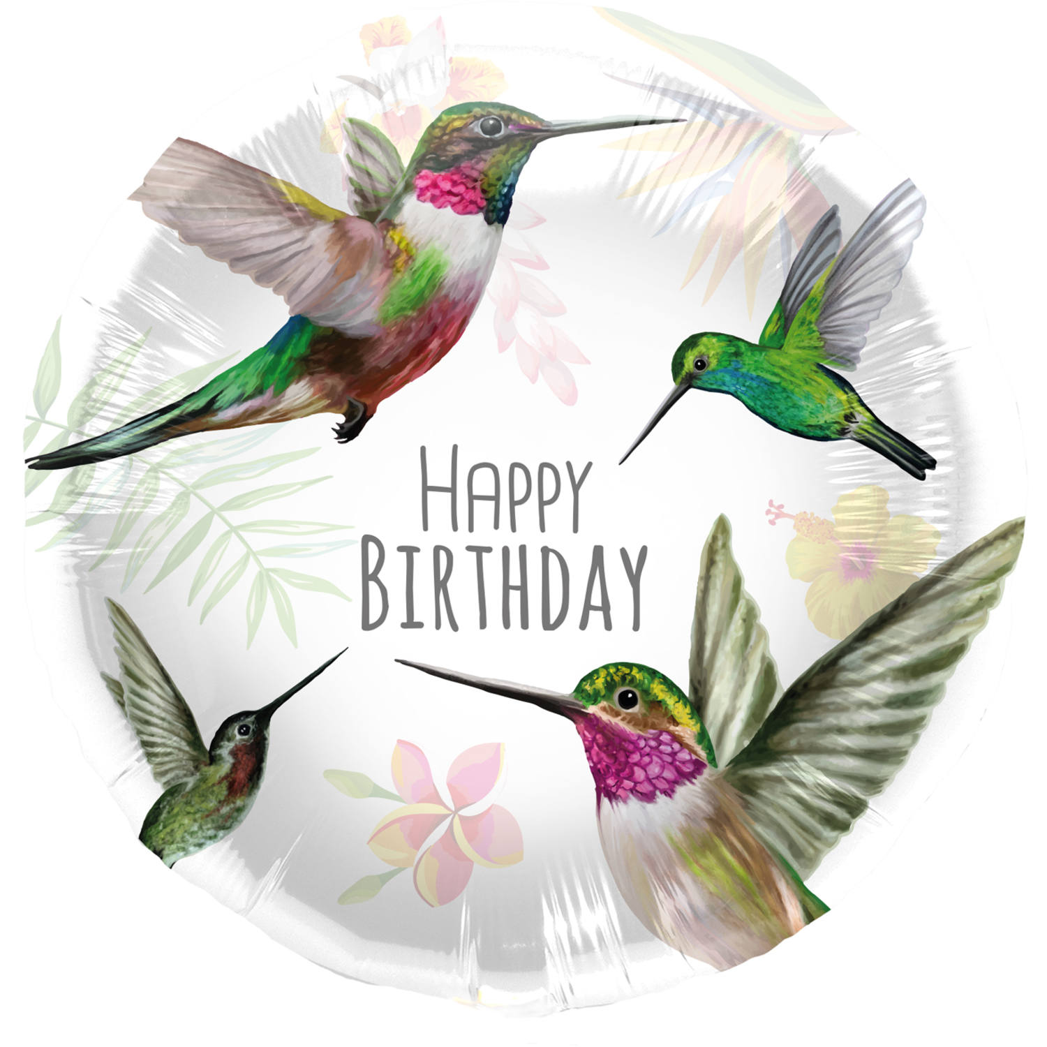"Happy Birthday" Kolibri Folienballon rund 45cm