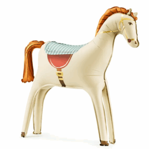 Pferd Beige mit Sattel, Folienballon 85 x 73 cm, selbststehend