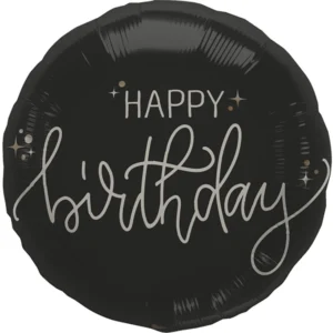 Happy Birthday Folienballon schwarz creme
