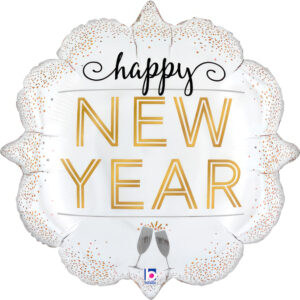 Happy New Year Folienballon weiß