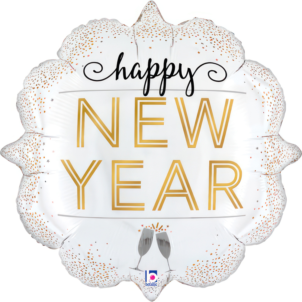 Happy New Year Folienballon weiß