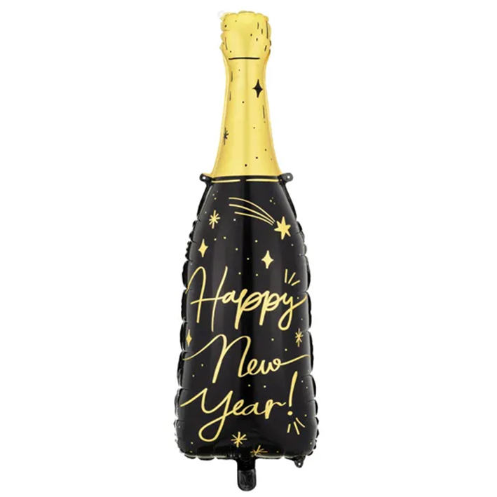 Sektflasche Folienballon schwarz