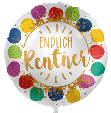 Endlich Rentner Folienballon, rund, 45cm