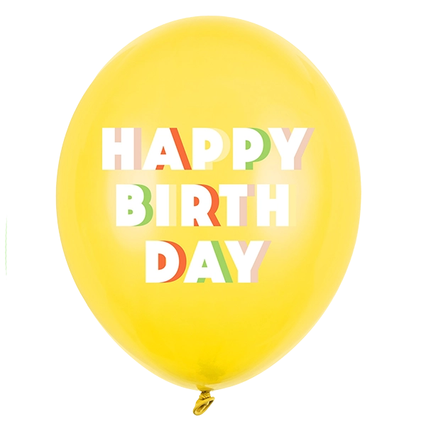 Happy Birthday Latexballon Gelb